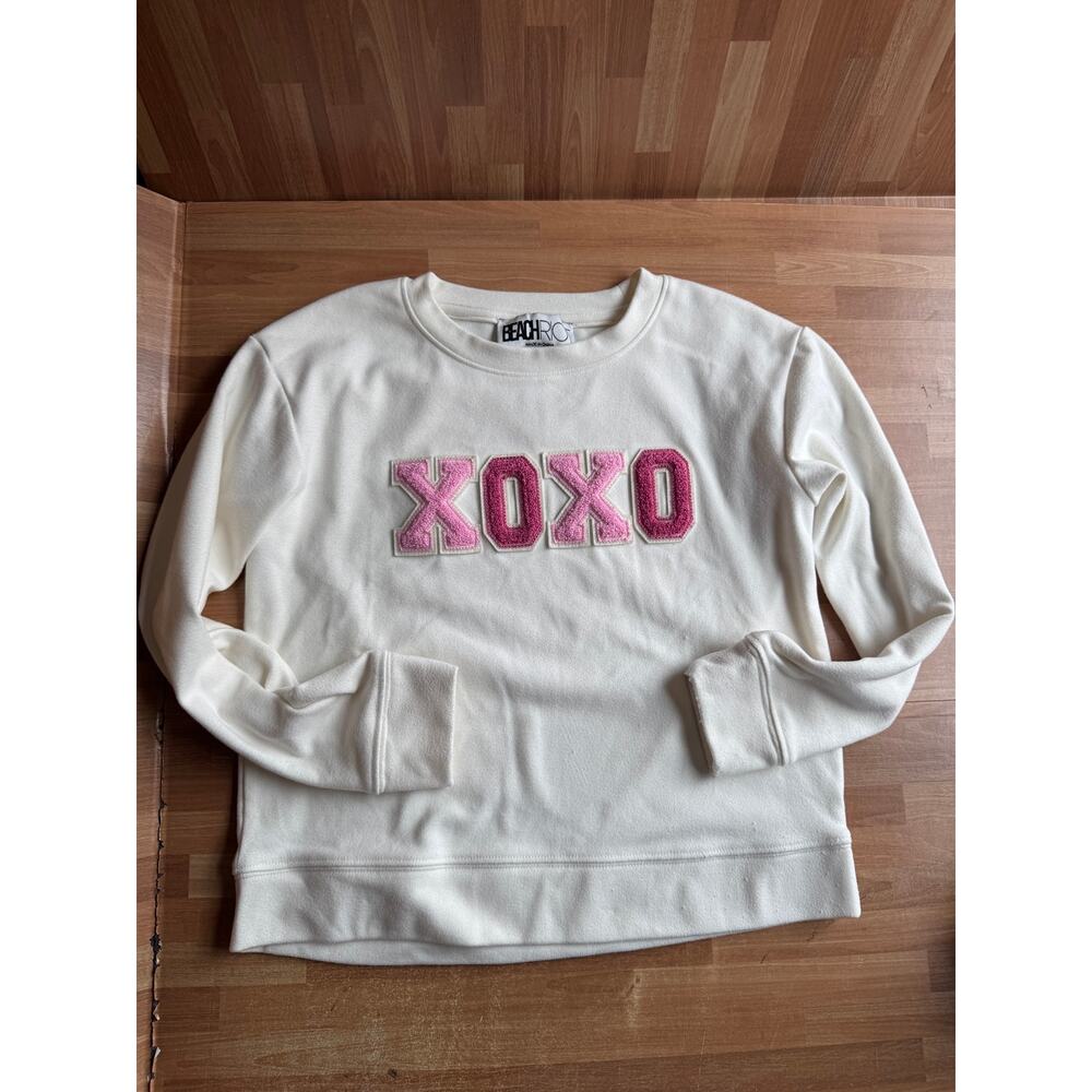 Beach Riot Devyn Oversized Sweatshirt, "XOXO Cream", size 9/10